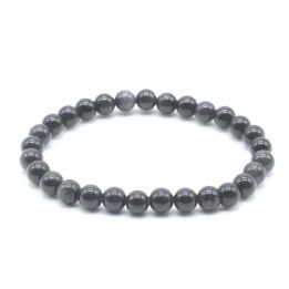 Pulsera 6mm Obsidiana Negra Dorada